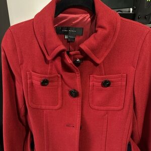 Zara Women's Bold Red Pea Coat